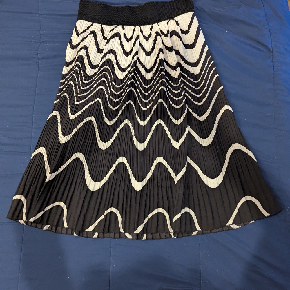 Black and White Pleated Women's Skirt
